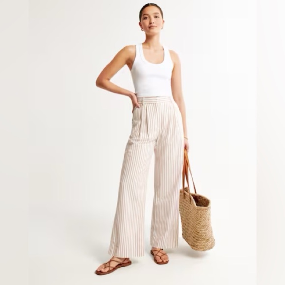 Linen-Blend Striped Trouser